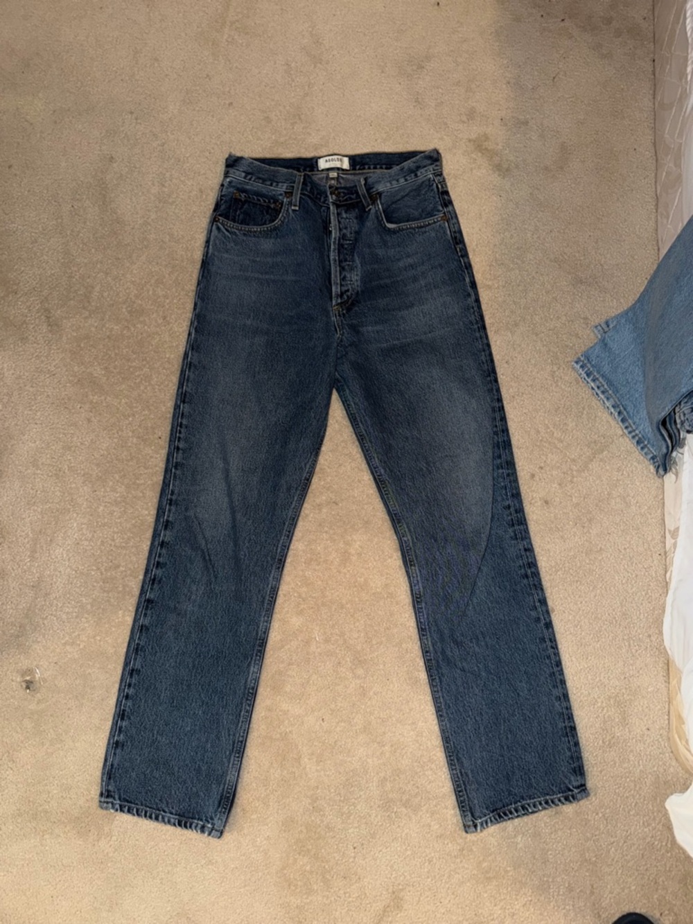 Agolde Men's Relaxed Dark Blue Denim Jeans